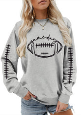 Game Day Football Print Crew Neck Sweatshirt